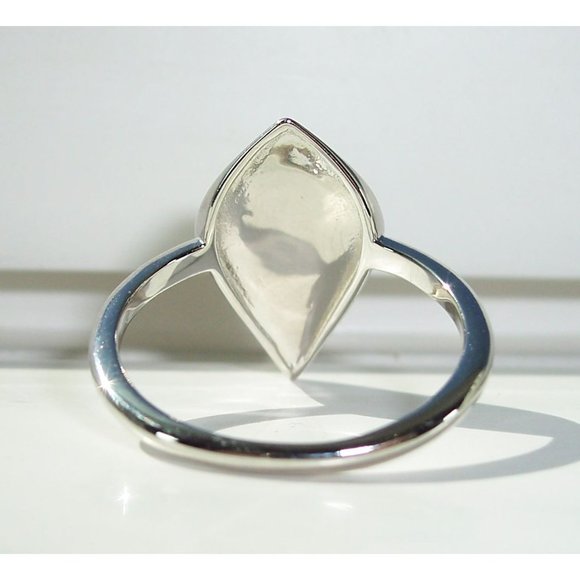 925 STERLING SILVER Lab Created Mystic Shape White Opal Ring - Picture 9 of 16